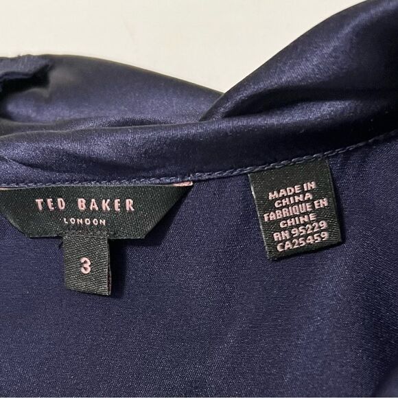 Ted Baker Silk Tunic Deep Blue Pleats Size Medium (Ted Baker Size 3) - Picture 4 of 13